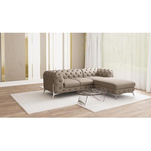 Ecksofa II Braun Microfaser Enza 261cm Ottomane davorstehend rechts Glamour