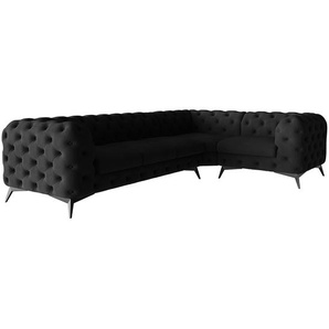 Ecksofa Laviva VI Schwarz Samt Ravi 323 x 200cm Ausrichtung rechts