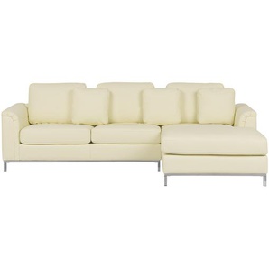 Ecksofa Beige Echtleder L-Förmig Linksseitig Modern Wohnzimmer
