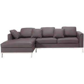 Ecksofa Braun Echtleder L-Förmig Rechtsseitig Modern Wohnzimmer