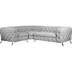 Chesterfield-Sofa LEONIQUE Amaury Sofas Gr. B/H/T: 264 cm x 75 cm x 204 cm, Struktur, langer Schenkel rechts, Füße chromfarben, silberfarben (silber) Chesterfieldsofas moderne Chersterfield-Optik, Breite 262 cm, Fußfarbe wählbar
