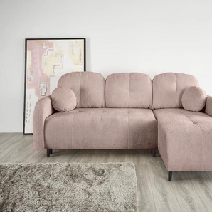 Ecksofa LEONIQUE BLAISE Sofas Gr. B/H: 230 cm x 90 cm, Recamiere rechts, rosa (rosé) Ecksofas mit Bett-Funktion (Liegefläche 140200 cm), Zier- und Rückenkissen