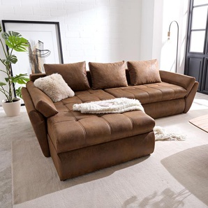 Ecksofa Loana 275x185 cm Braun mit Schlaffunktion, Ecksofas