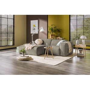 Ecksofa 1,5-Sitzer mit Longchair Grau Cordstoff Licia 252 x 75 x 170cm Longchair davorstehend links Modern
