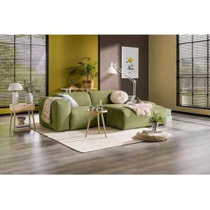 Ecksofa 1,5-Sitzer mit Longchair Grün Cordstoff Licia 252 x 75 x 170cm Longchair davorstehend rechts Modern