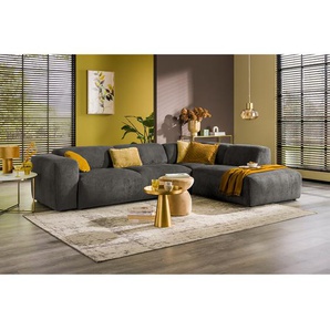 Ecksofa mit Ottomane Schwarz Cordstoff Licia 312 x 75 x 219cm Ottomane davorstehend rechts Modern
