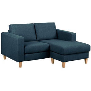 Ecksofa 1-Sitzer mit Longchair Blau Webstoff Lark 154 x 86 x 140cm Longchair davorstehend rechts Skandi