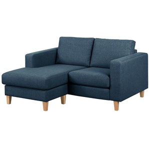 Ecksofa 1-Sitzer mit Longchair Blau Webstoff Lark 154 x 86 x 140cm Longchair davorstehend links Skandi