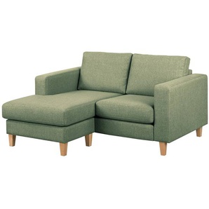 Ecksofa 1-Sitzer mit Longchair Grün Webstoff Lark 154 x 86 x 140cm Longchair davorstehend links Skandi