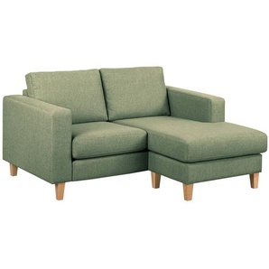 Ecksofa 1-Sitzer mit Longchair Grün Webstoff Lark 154 x 86 x 140cm Longchair davorstehend rechts Skandi