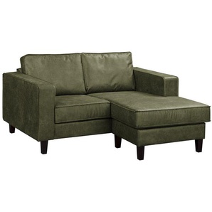 Ecksofa 1-Sitzer mit Longchair Grün/Antikgrün Mischgewebe Xia 154 x 86 x 140cm Longchair davorstehend rechts Industrial