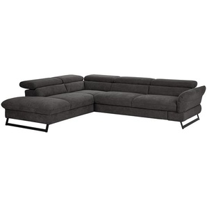 Ecksofa Manson Grau/Anthrazit Microfaser 283 x 69cm Ottomane davorstehend links ohne Schlaffunktion Keine Funktion Modern