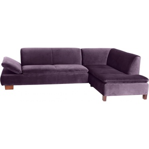 Ecksofa MAX WINZER Tampere Sofas Gr. B/H/T: 273 cm x 75 cm x 190 cm, Samtvelours, Ottomane rechts, lila (purple) Ecksofas