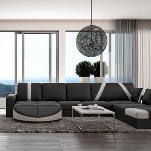 Ecksofa - Kunstleder - Ecke rechts - Schwarz - MINTIKA
