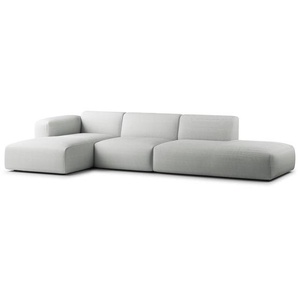 Ecksofa mit Chaiselongue Grau Cordstoff Snor 290 x 71 x 173cm Longchair davorstehend links Modern