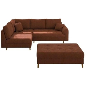 S-STYLE Ecksofa mit Hocker  Maya ¦ rot ¦ Maße (cm): B: 231 H: 81