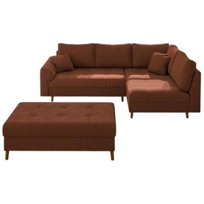 S-STYLE Ecksofa mit Hocker  Maya ¦ rot ¦ Maße (cm): B: 231 H: 81