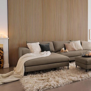 Ecksofa mit Longchair Braun/Vintage Sand Webstoff Caya 321 x 83 x 170cm Longchair davorstehend links ohne Schlaffunktion ohne Hocker Modern