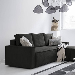 Ecksofa mit Longchair Grau Cordstoff Poppy 250 x 89 x 156cm Longchair beidseitig montierbar Modern