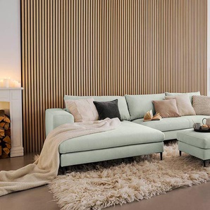 Ecksofa mit Longchair Grau/Platingrau Webstoff Caya 321 x 83 x 170cm Longchair davorstehend links ohne Schlaffunktion ohne Hocker Modern