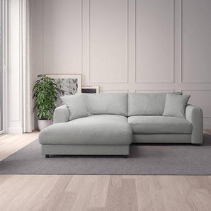 Ecksofa mit Longchair Grau/Hellgrau Webstoff Saia 238cm Longchair davorstehend links Modern