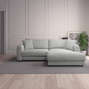 Ecksofa mit Longchair Grau/Hellgrau Webstoff Saia 238cm Longchair davorstehend rechts Modern
