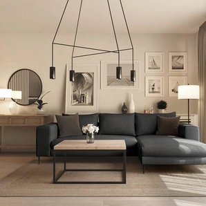 Ecksofa mit Longchair Small Grau Webstoff Caya 275 x 83 x 170cm Longchair davorstehend rechts Modern