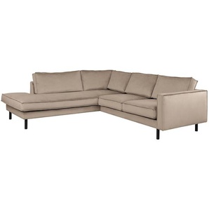Ecksofa mit Ottomane Beige Samt Ravi 250 x 81 x 227cm Ottomane davorstehend links ohne Schlaffunktion Modern