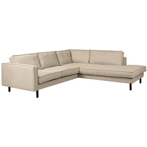 Ecksofa mit Ottomane Beige Webstoff Maila 250 x 81 x 227cm Ottomane davorstehend rechts ohne Schlaffunktion Modern