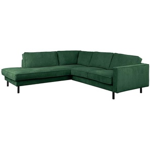 Ecksofa mit Ottomane Grün Cordstoff Poppy 250 x 81 x 227cm Ottomane davorstehend links ohne Schlaffunktion Modern