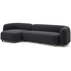 Ecksofa mit Recamiere Ikari anthrazit grau, 66x301x140 cm