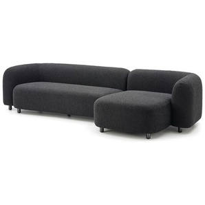 Ecksofa mit Recamiere Ikari anthrazit grau, 66x301x140 cm