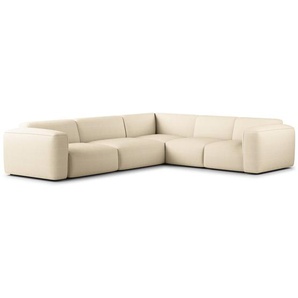 Ecksofa mit Rundecke Beige Cordstoff Snor 325 x 71 x 260cm Ecke davorstehend rechts Modern