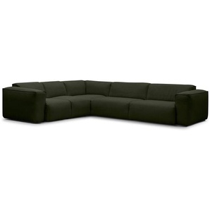 Ecksofa mit Rundecke Grün Webstoff Saia 325 x 71 x 260cm Ecke davorstehend links Modern