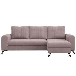 Ecksofa mit Schlaffunktion Axel - rosa/pink - Materialmix - 242 cm - 90 cm | Möbel Kraft