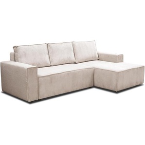 Ecksofa mit Schlaffunktion BADO grau links Poso 60 L-förmig