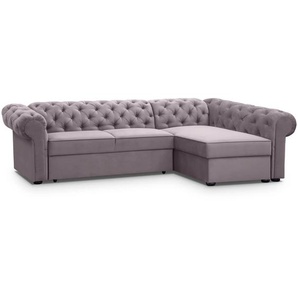 Ecksofa mit Schlaffunktion CHESTER XL rosa rechts