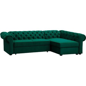 Ecksofa mit Schlaffunktion CHESTER XL türkis rechts Kronos 04 L-förmig