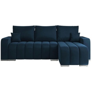 Ecksofa mit Schlaffunktion Kirasso ¦ blau ¦ Maße (cm): B: 245 H: 86