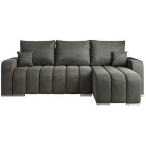 Ecksofa mit Schlaffunktion Kirasso - grau - Materialmix - 245 cm - 86 cm | Möbel Kraft