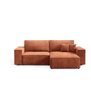 Ecksofa mit Schlaffunktion Mille - orange - Materialmix - 257 cm - 88 cm | Möbel Kraft