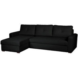 Ecksofa Cavolo mit Schlaffunktion Schwarz/Schwarz Bezug: Kunstleder 262 x 90 x 163cm Longchair davorstehend links Modern