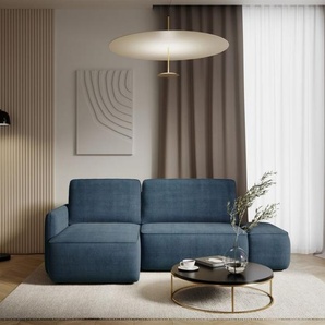 Ecksofa mit Schlaffunktion Sofa LUKA in Stoff Cremona Dunkelblau Ottomane Links
