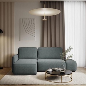 Ecksofa mit Schlaffunktion Sofa LUKA in Stoff Cremona Dunkelgrau Ottomane Links