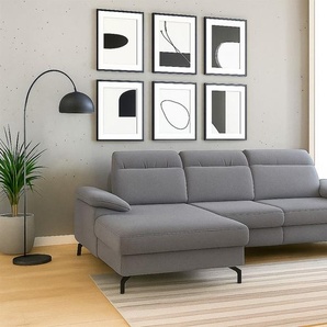 Ecksofa mit Schlaffunktion Sofa MARGIT in Stoff Alfa Grau Ottomane Links