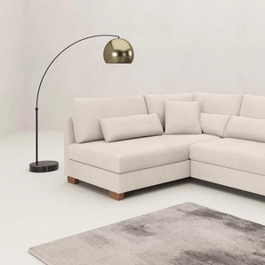 Ecksofa MR. COUCH L-Form, beige (ecru), B:227cm H:68cm T:190cm, Novaclean Avanti (100% Polyester), Sofas, Mit Federkern, wahlweise mit Bett und Taschenfederkern, Topseller