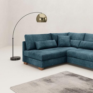 Ecksofa MR. COUCH L-Form, blau (ocean), B:227cm H:68cm T:190cm, Novaclean Avanti (100% Polyester), Sofas, Mit Federkern, wahlweise mit Bett und Taschenfederkern, Topseller
