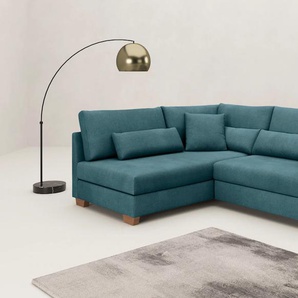 Ecksofa MR. COUCH L-Form, blau (petrol), B:227cm H:68cm T:190cm, Novaclean Avanti (100% Polyester), Sofas, Mit Federkern, wahlweise mit Bett und Taschenfederkern, Topseller