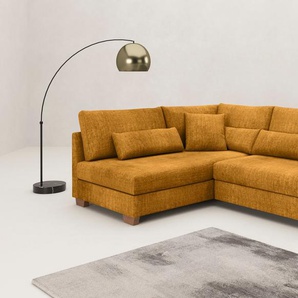 Ecksofa MR. COUCH L-Form, gelb (curry), B:227cm H:68cm T:190cm, Novaclean Avanti (100% Polyester), Sofas, Mit Federkern, wahlweise mit Bett und Taschenfederkern, Topseller