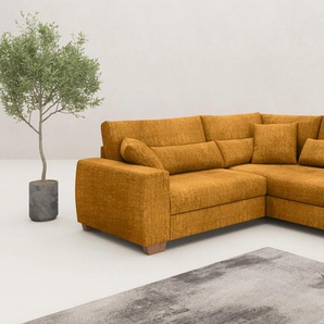 Ecksofa MR. COUCH L-Form, gelb (curry), B:227cm H:68cm T:190cm, Novaclean Avanti (100% Polyester), Sofas, Mit Federkern, wahlweise mit Bett und Taschenfederkern, Topseller